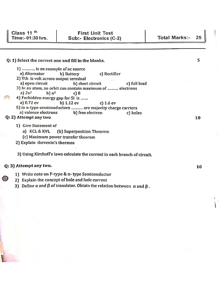 Unit 1 Electronics | PDF