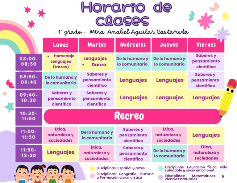 Horario Primer Grado | PDF | Ciencias sociales | Estudios de idiomas ...