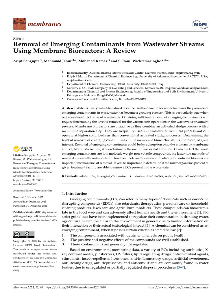 Removal of Emerging Contaminants From Wastewater S | PDF