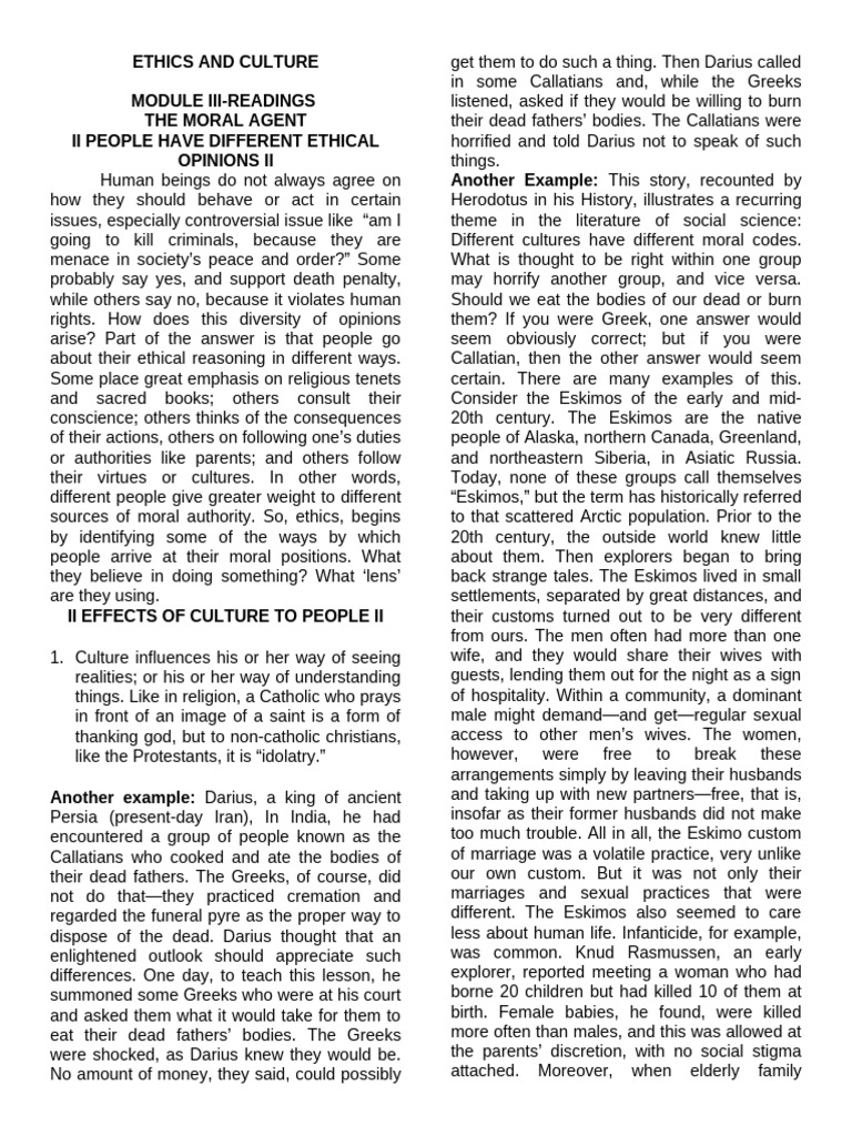 Ethics and Culture | PDF
