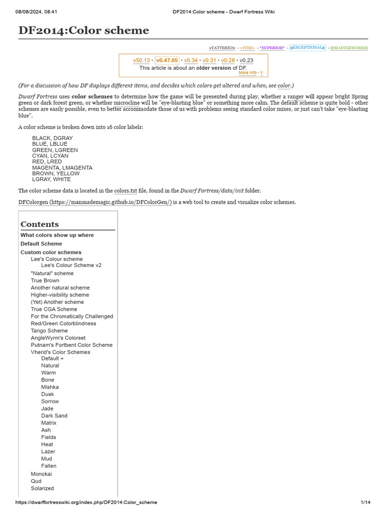 DF2014 - Color Scheme - Dwarf Fortress Wiki | PDF