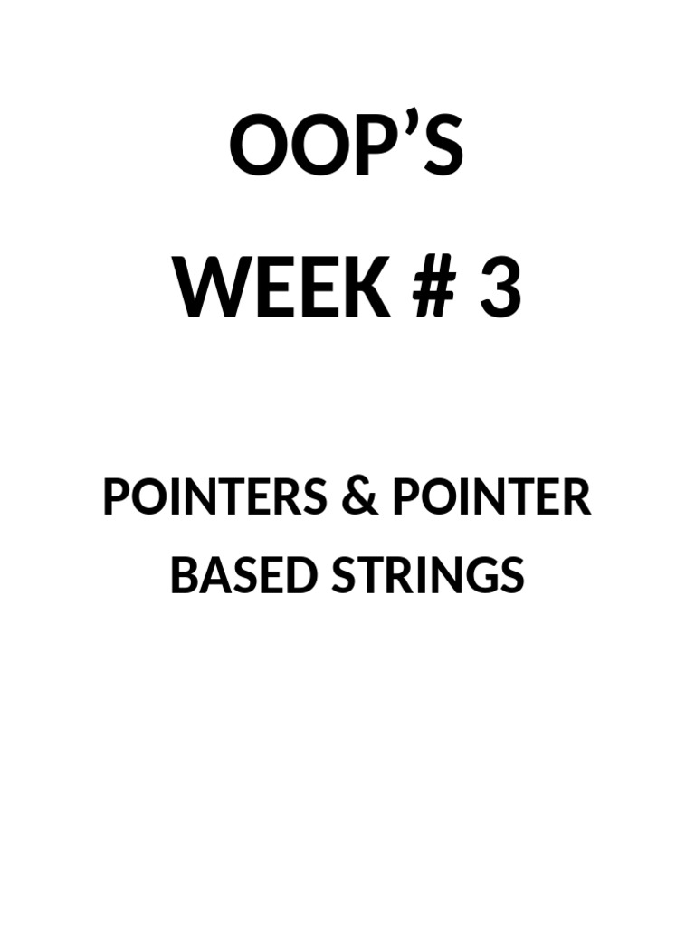 Week 3 Pointers & Pointer Based Strings | PDF