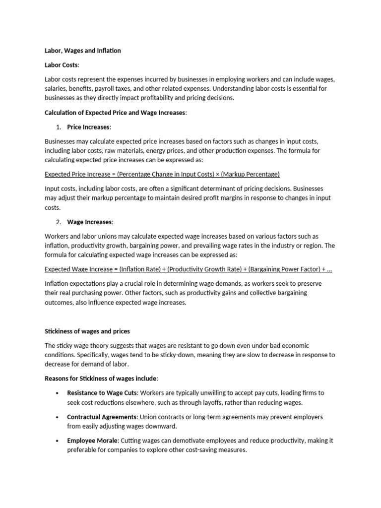 Labor, Prices and Inflation | PDF