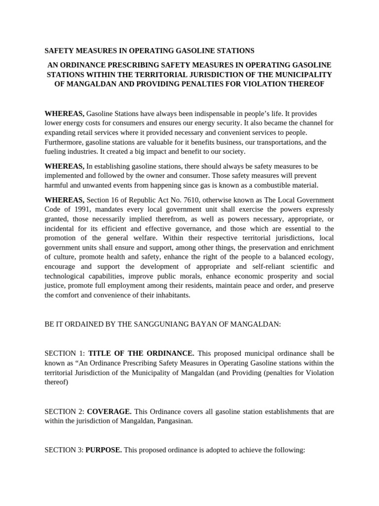 Safety Measures in Operating Gasoline Stations | PDF