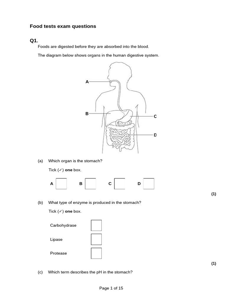 Food Tests Exam Qs | PDF