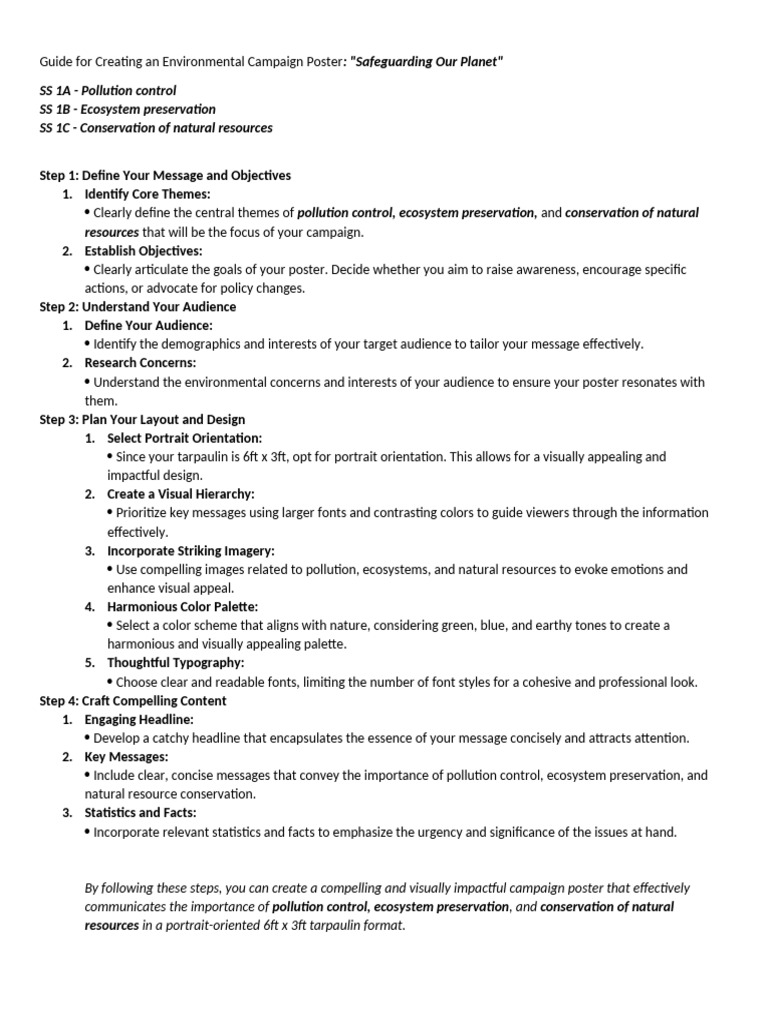 Guide for Creating an Environmental Campaign Poster | PDF