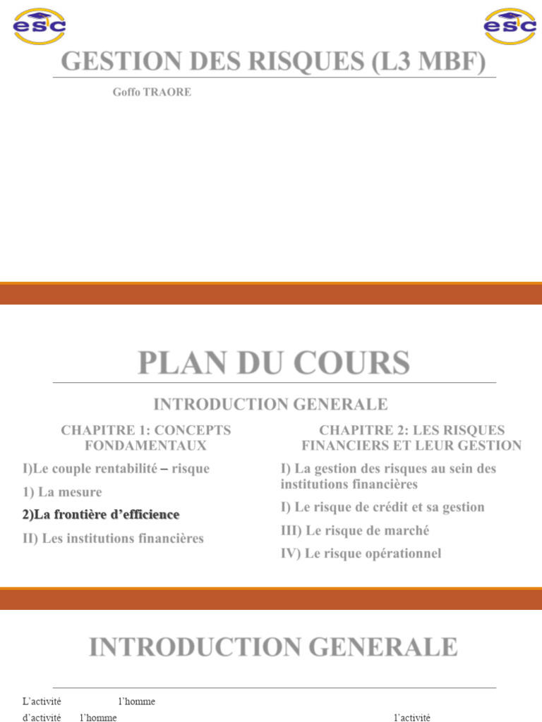 Gestion Des Risques Licence 3 Esc Soir 2023 | PDF