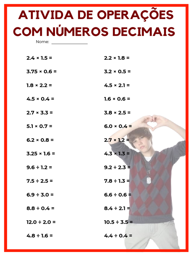 Ativida de OPERAÇÕES COM NÚMEROS DECIMAIS | PDF