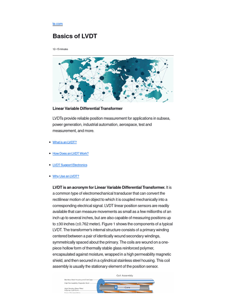 Linear Variable Differential Transformer (LVDT) Basics | PDF