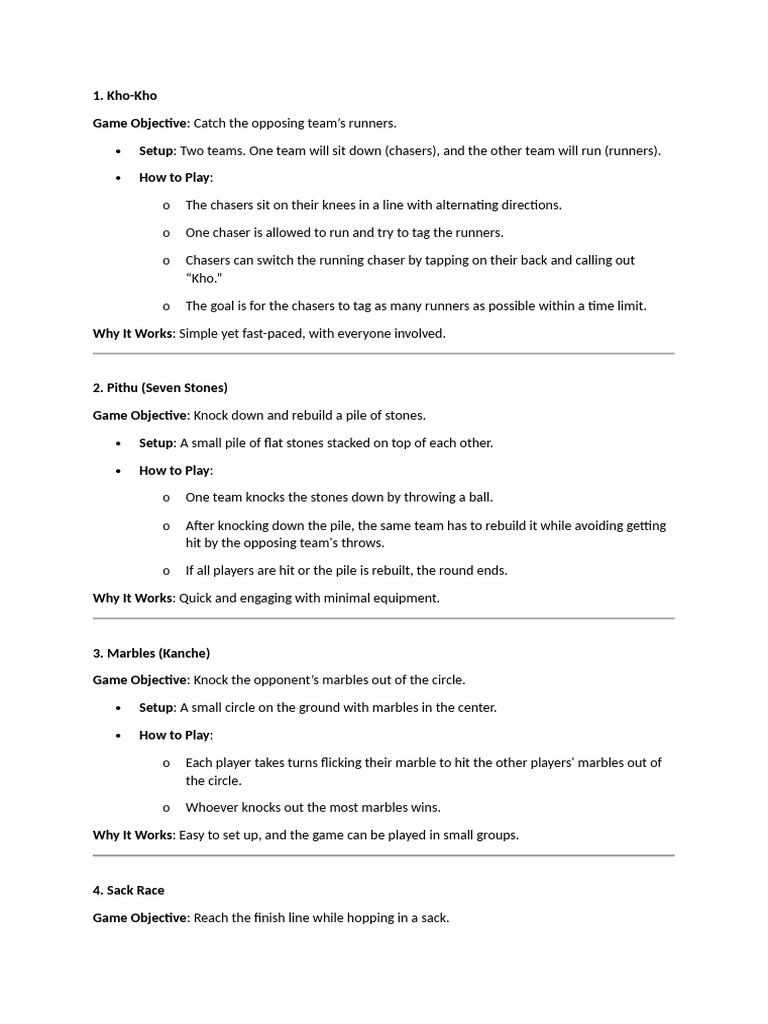 Fun Outdoor Games for Kids | PDF | Sports
