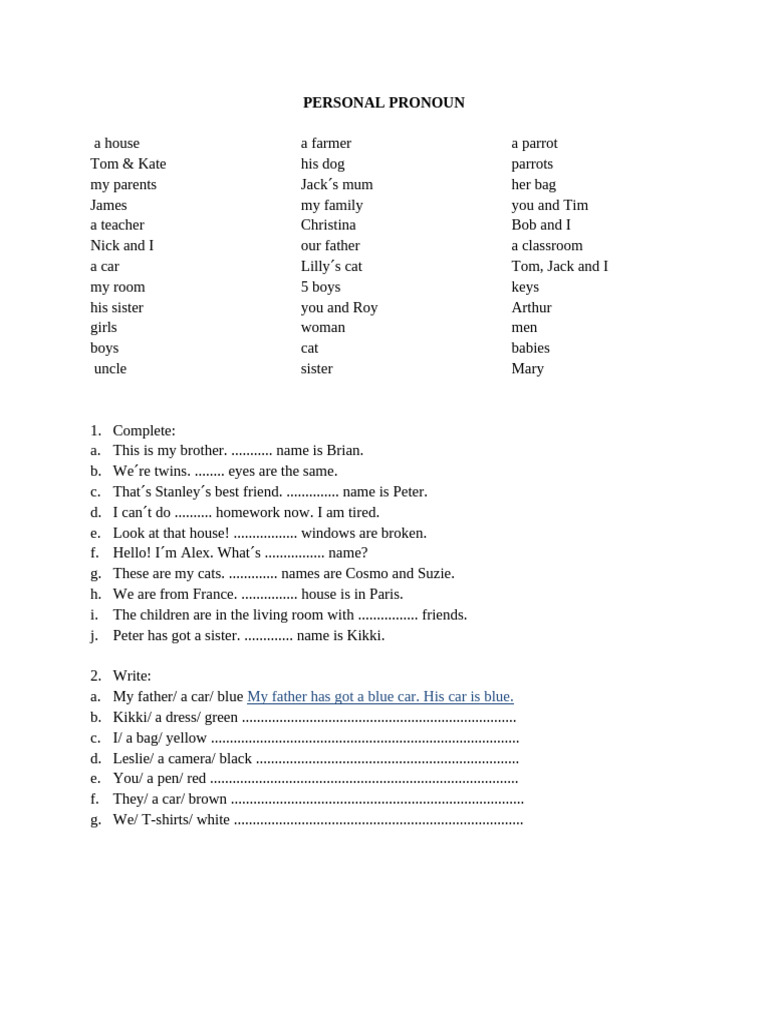 PERSONAL PRONOUN | PDF