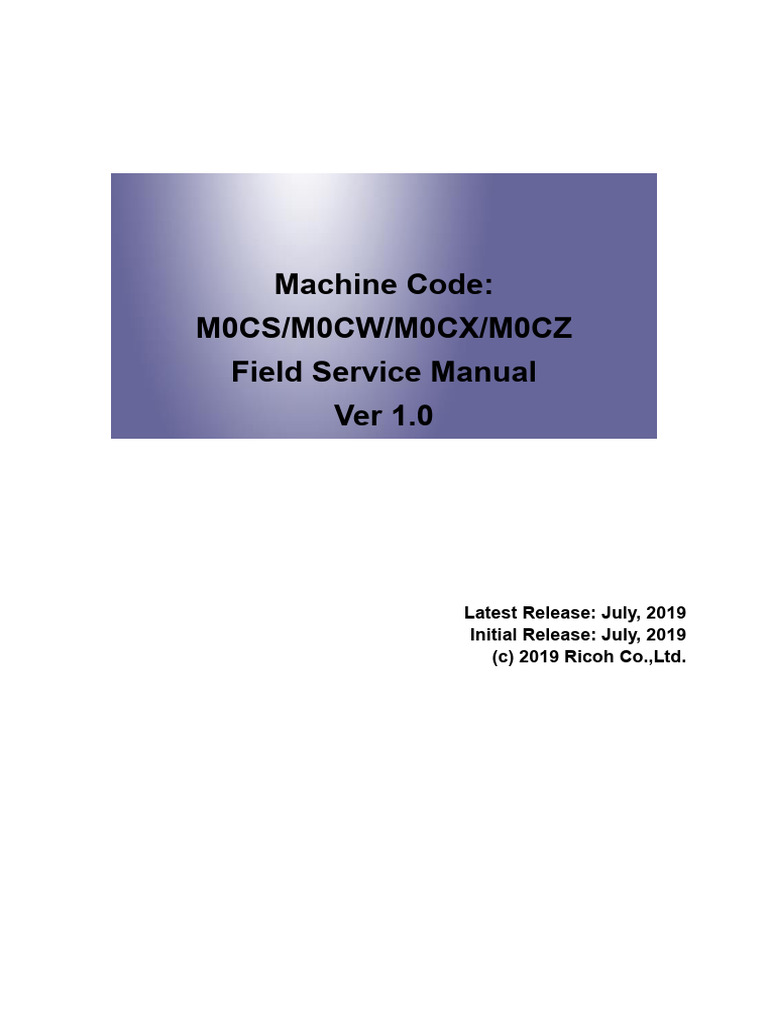P C300W/C301W, M C250FWB/C250FW Machine Code: M0CS/M0CW/M0CX/M0CZ Field ...