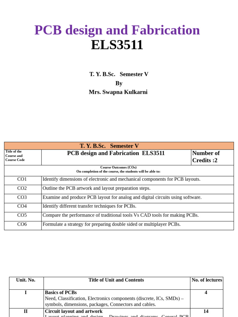 PCB Design and Fabrication ELS3511 | PDF