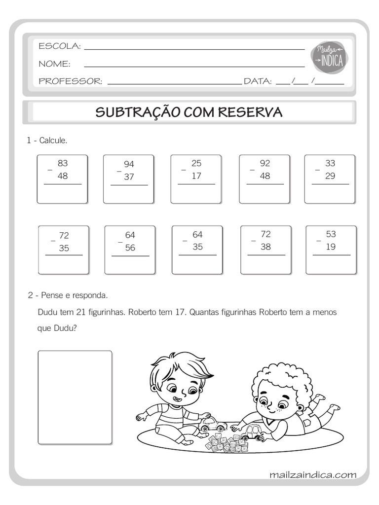 25 Fundamental Matematica 2 Ano Subtracao Com Reserva | PDF