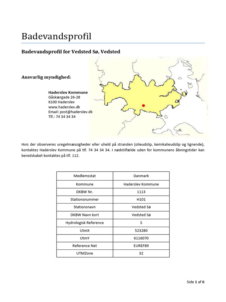 Badevandskvalitet i Vedsted Sø | PDF