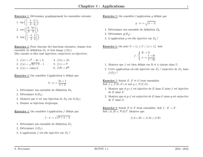 Exercices Sur Les Applications | PDF