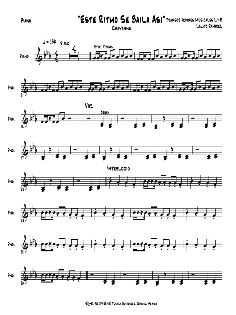 Este Ritmo Se Baila Asi Chayanne - Piano | PDF
