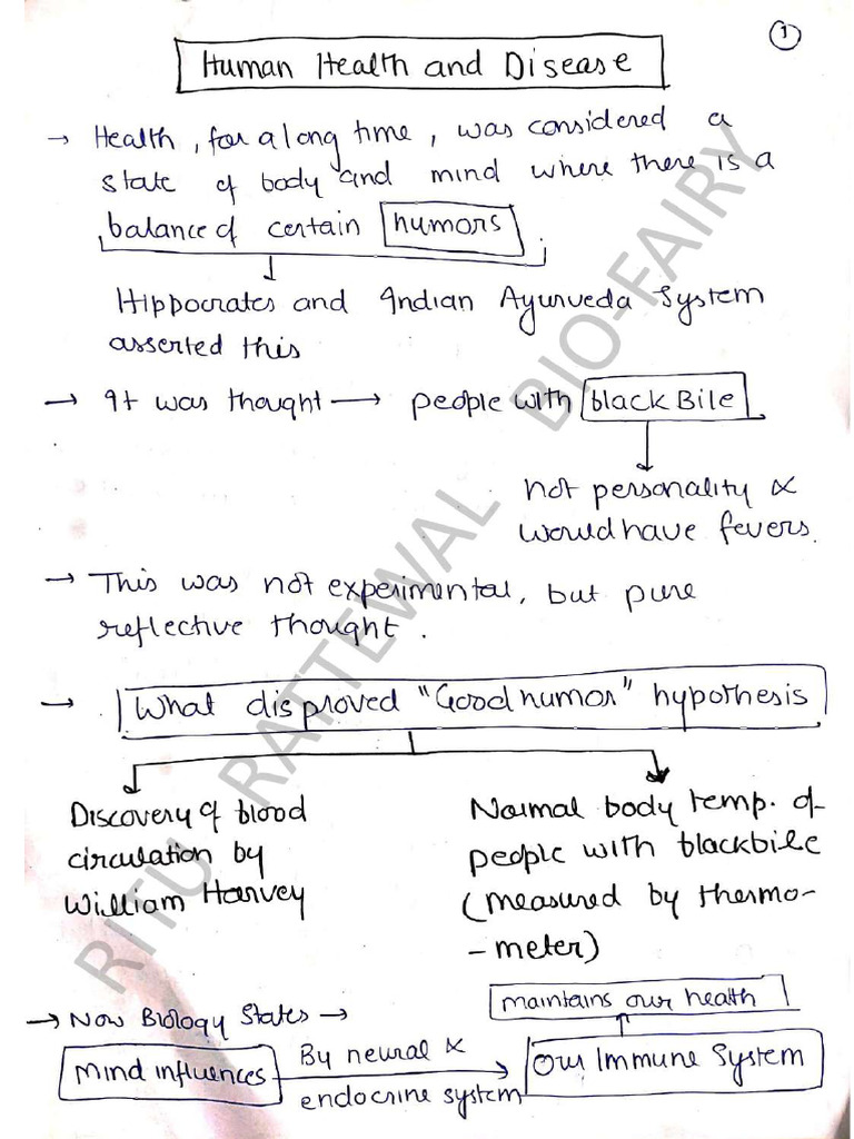 Human Health and Diseases (Hand Written Notes) - Compressed | PDF