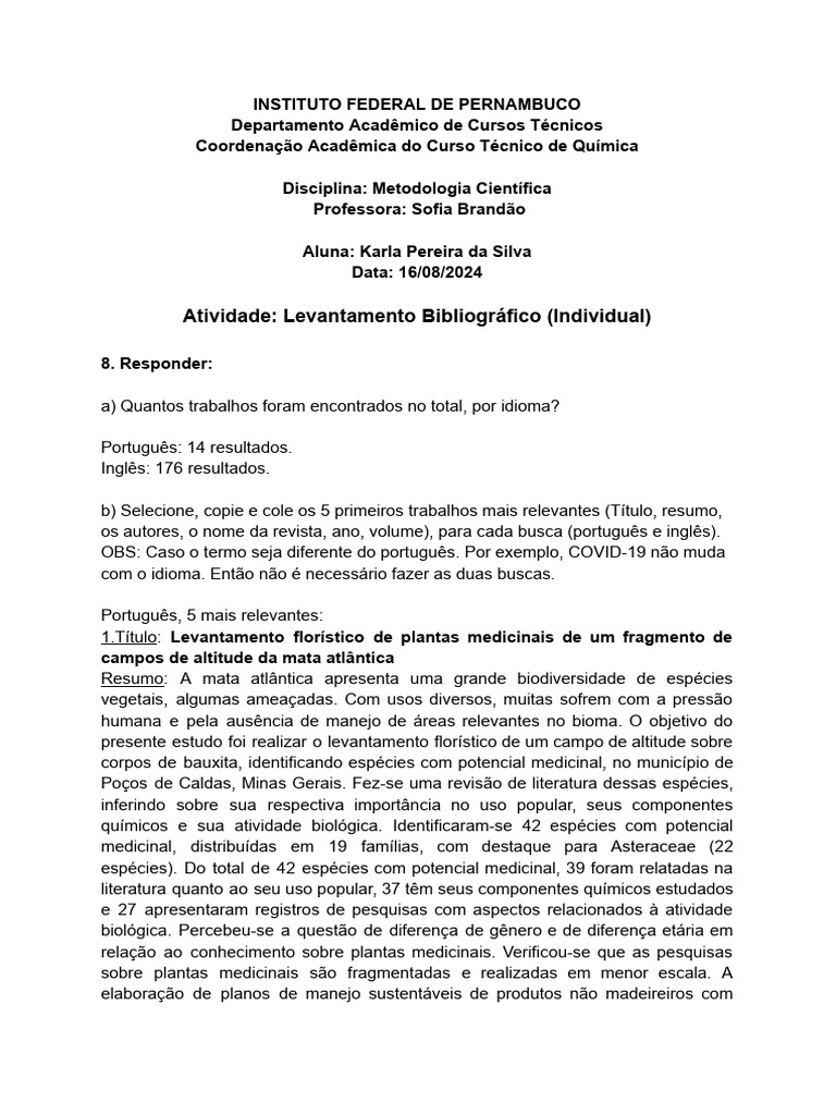 Levantamento Bibliográfico | PDF