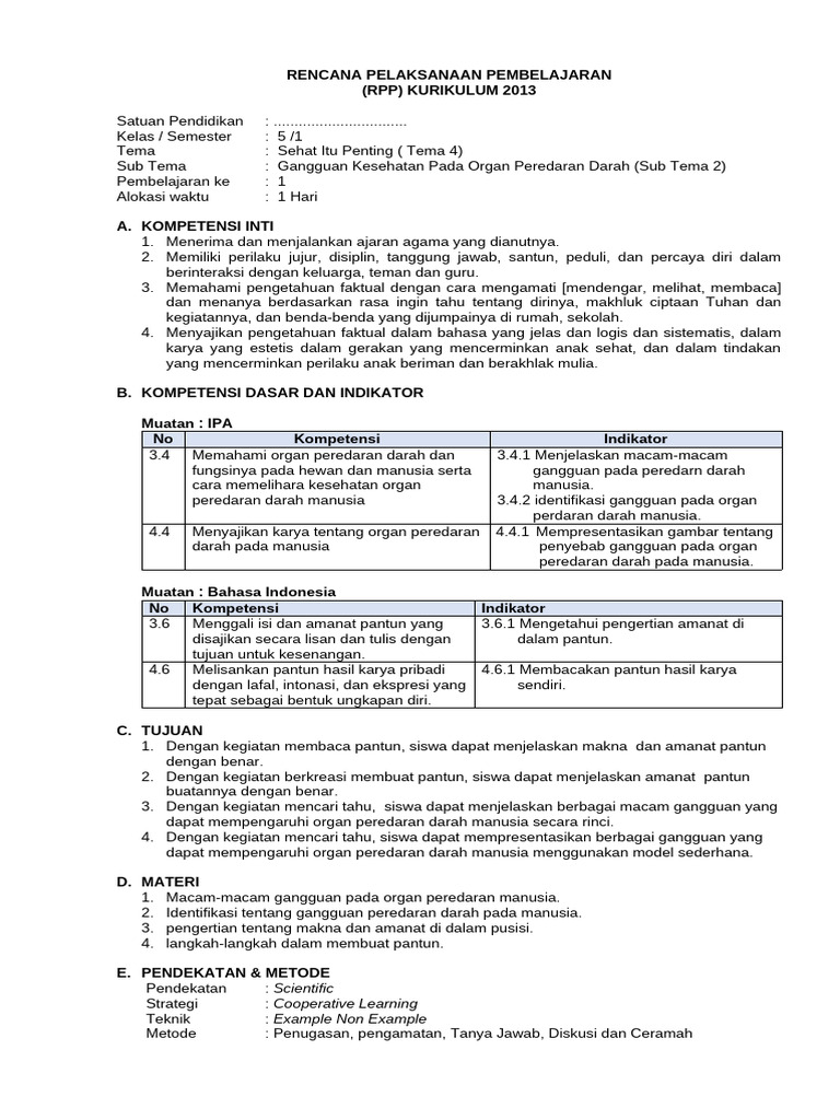 Rencana Pelaksanaan Pembelajaran (RPP) Kurikulum 2013: Scientific ...