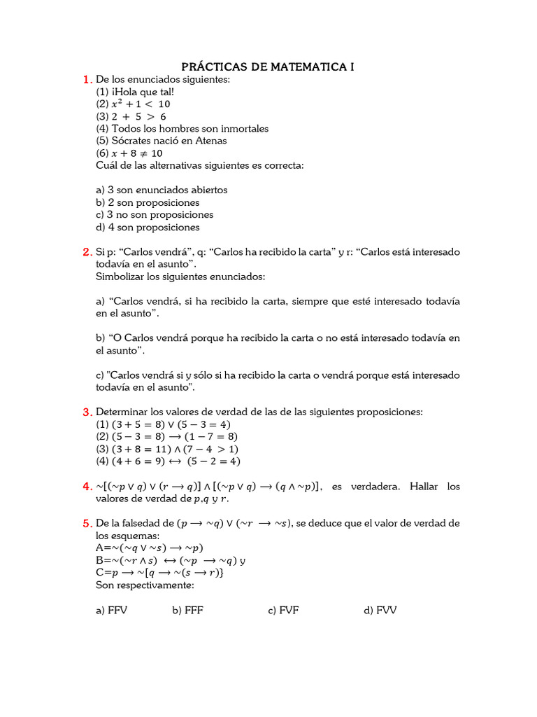 Prácticas de Matematica I | PDF