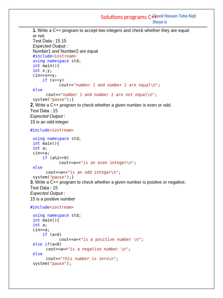 Suletions Programs C++ | PDF