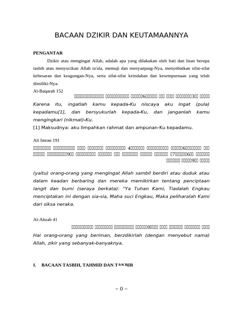 Bacaan Dzikir Dan Keutamaannya Pdf