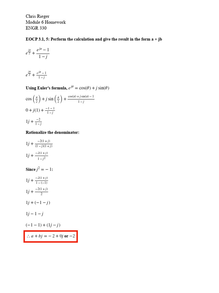 Chris Rieger Module 6 Homework | PDF | Complex Number | Teaching ...