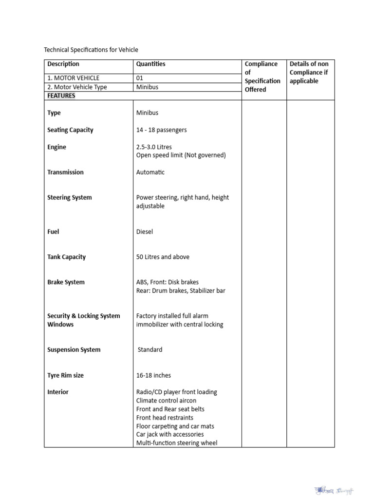 ADMIN - 02. Technical Specifications For Combi 21 Aug 2023 | PDF