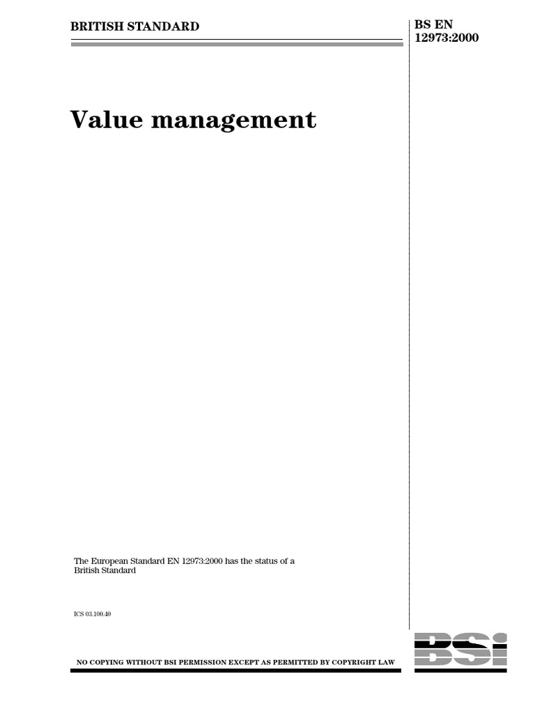 BS EN 12973 - 2000 Value Management | PDF