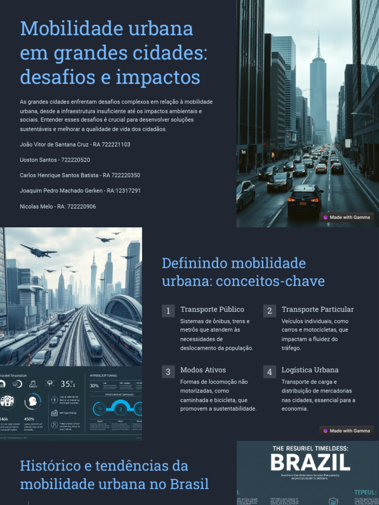 Mobilidade Urbana em Grandes Cidades Desafios e Impactos | PDF