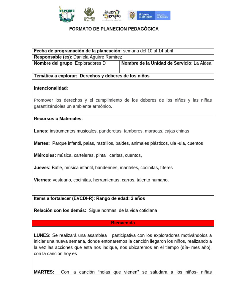 Planeacion Semana Del 10 Al 14 de Abril 2023 | PDF