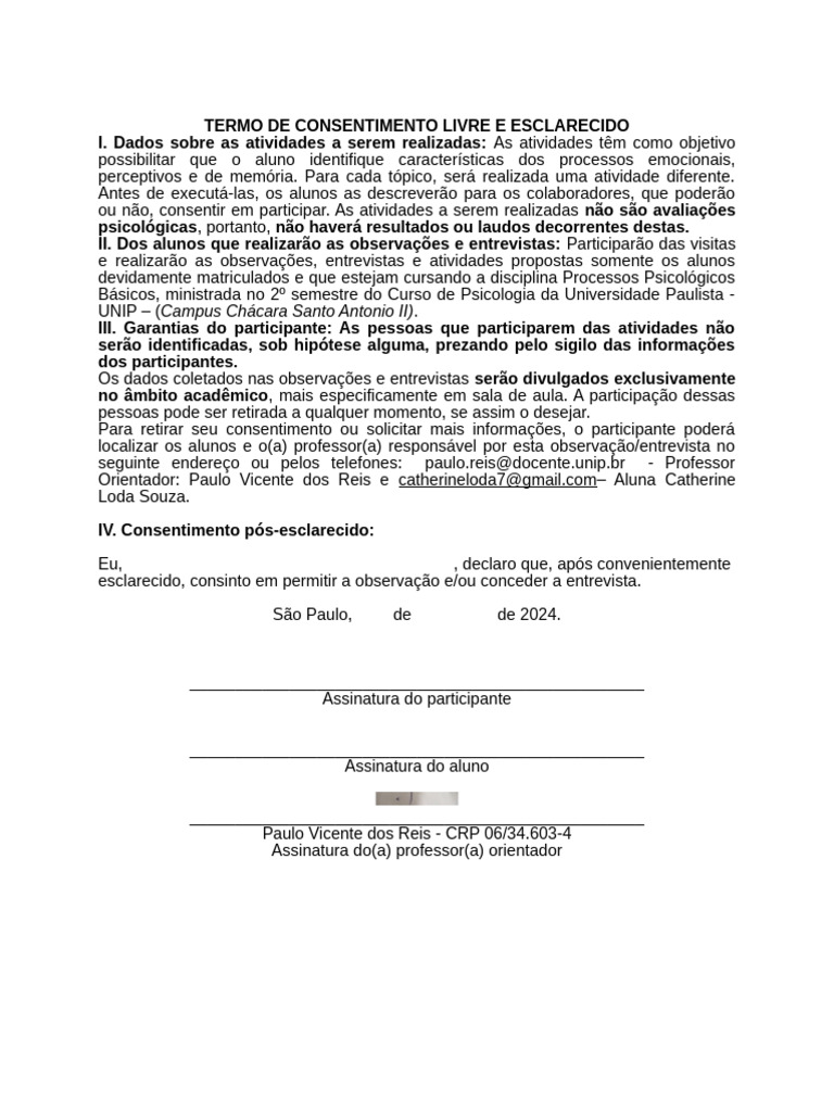 222 Termo de Consentimento Livre e Esclarecido | PDF
