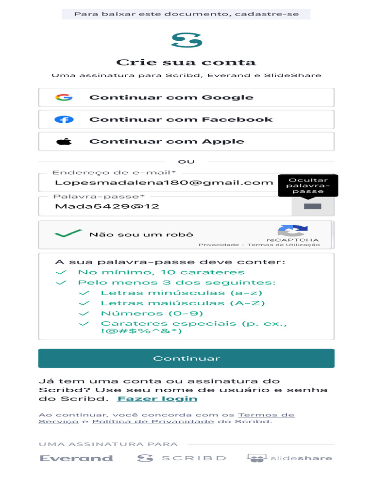 Registar-Se Scribd | PDF