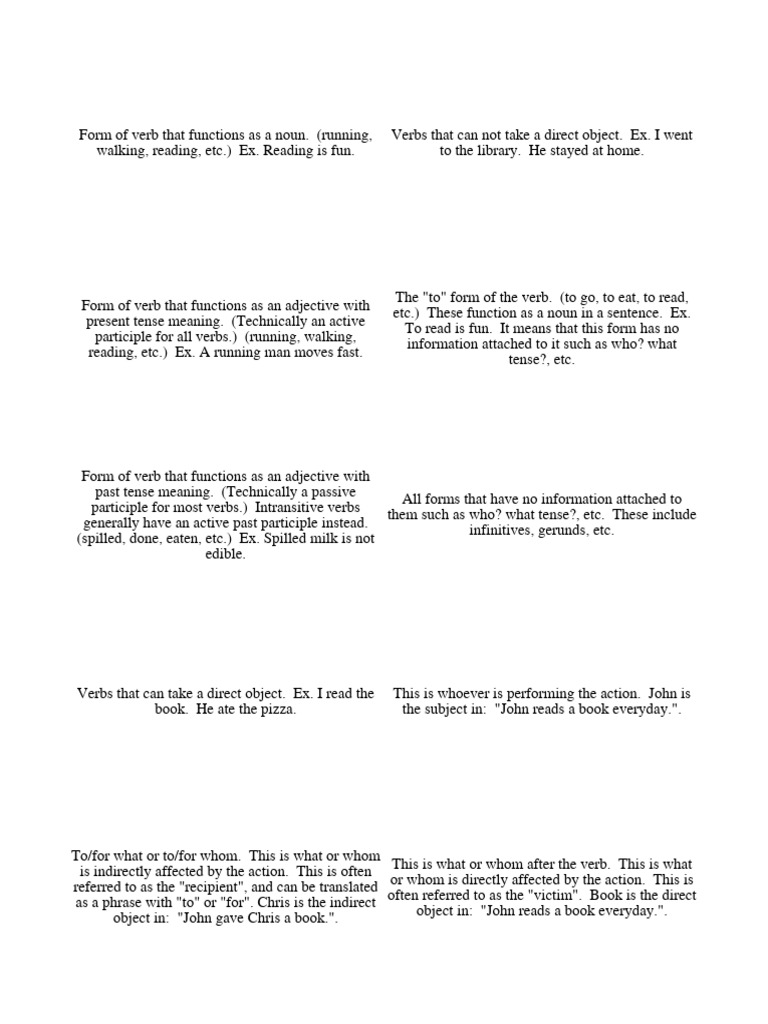 Grammar Flash Cards | PDF