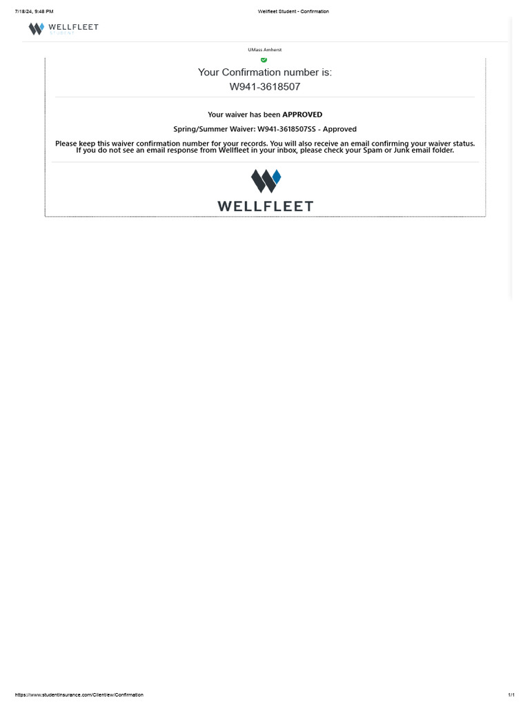 Wellfleet Student - Confirmation | PDF