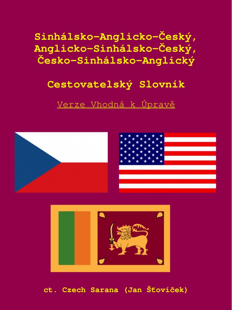 Sinenczed The Sinhalese English Czech Trilingual Travelers Dictionary