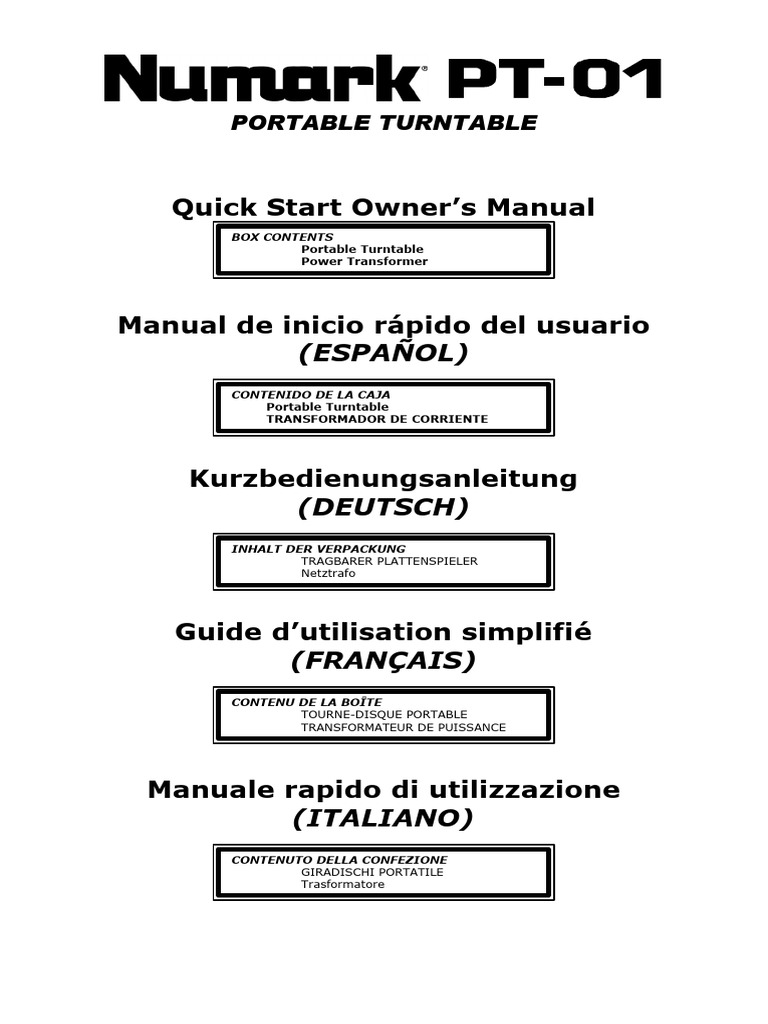 pt01 Quickstartguide | PDF