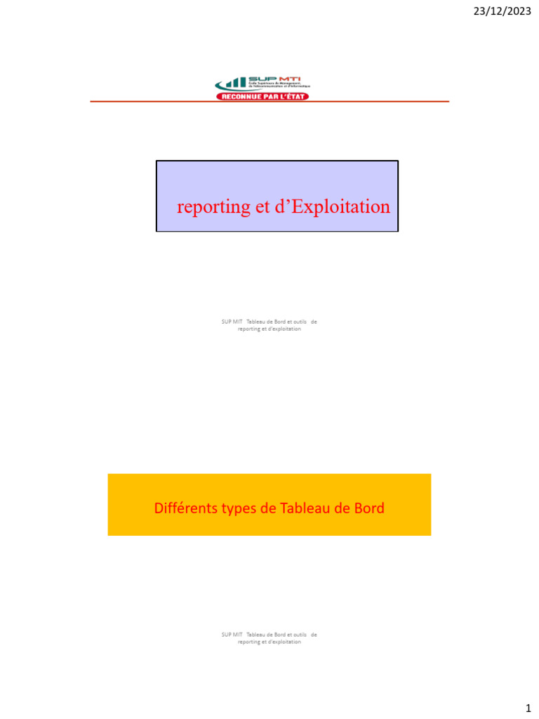 Les Types de Tableau de Bord | PDF