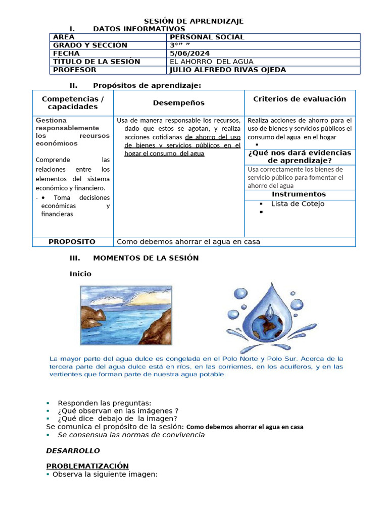 Ahorro Del Agua | PDF | Agua | Ciencia y matemáticas