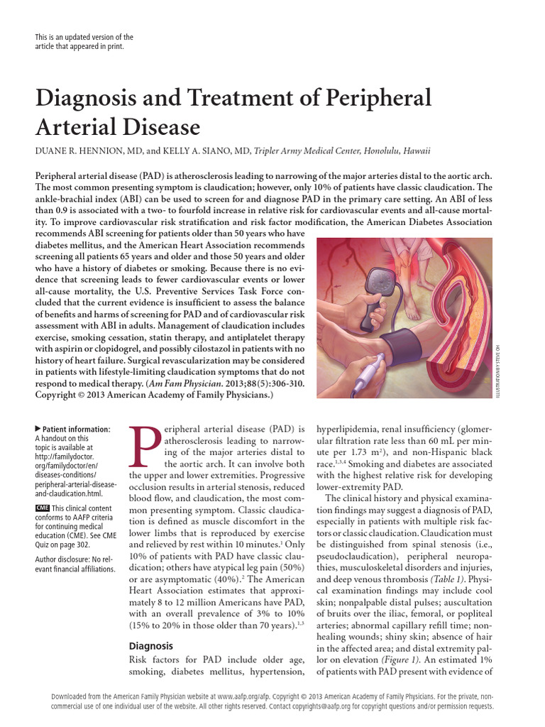 Diagnosis and Treatment of Peripheral Arterial Disease | PDF