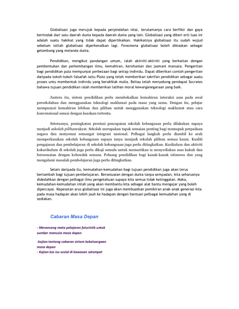 Era Globalisasi Dan Cabarannya Pdf