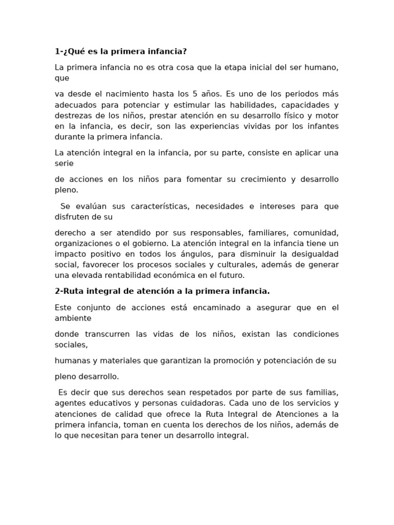 Documento Primera Infancia-1 | PDF | Educación de la primera infancia ...