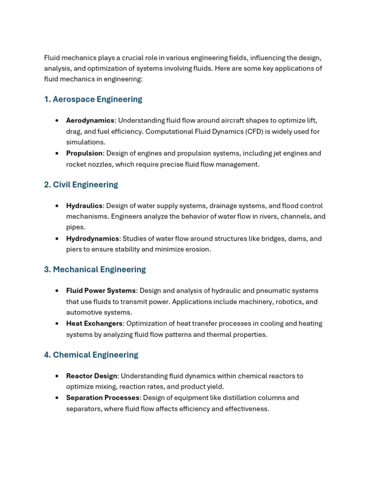 Fluid Mechanics in Engineering | PDF | Engineering | Water