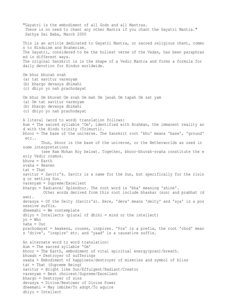 Gayatri Mantra Mantra Hindu Texts