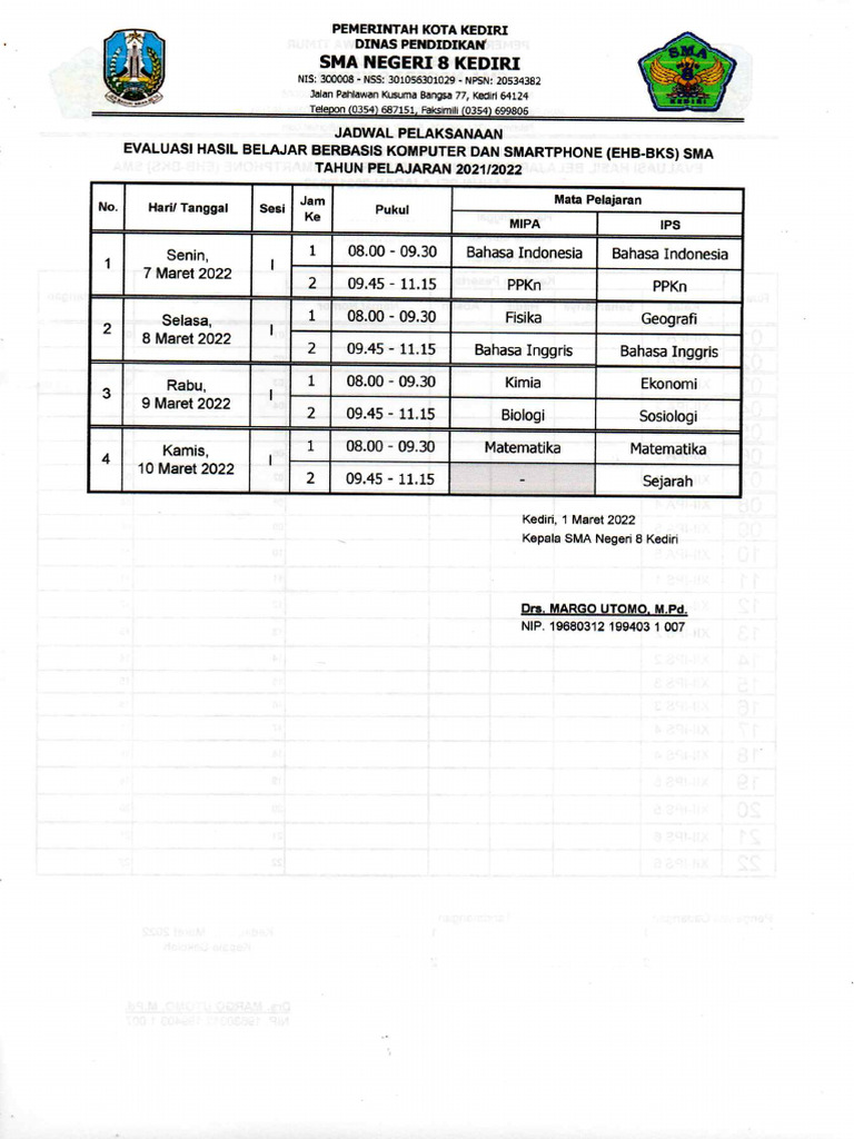 JADWAL EHB FIX | PDF