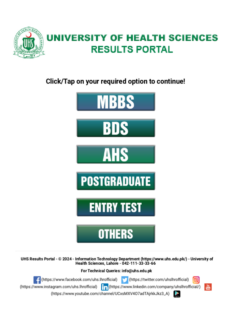 UHS Results Portal Overview | PDF