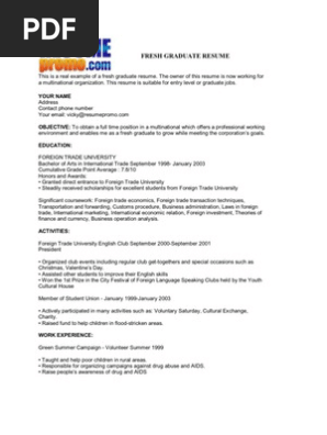 Fresh Graduate Resume