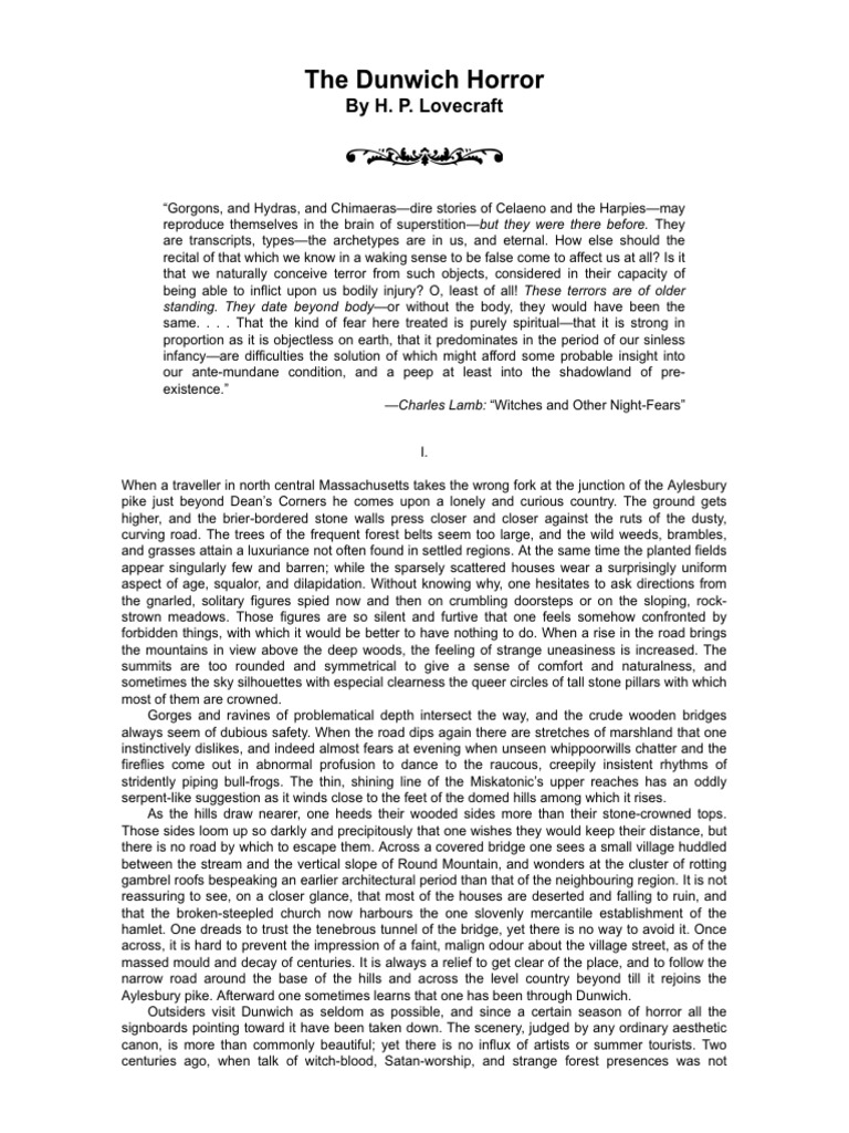 H P Lovecraft - The Dunwich Horror | PDF