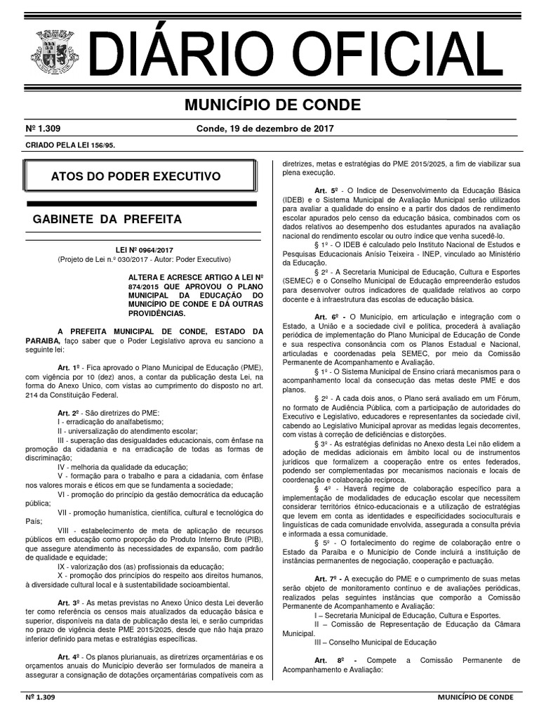 Município de Conde Município de Conde: Atos Do Poder Executivo ...
